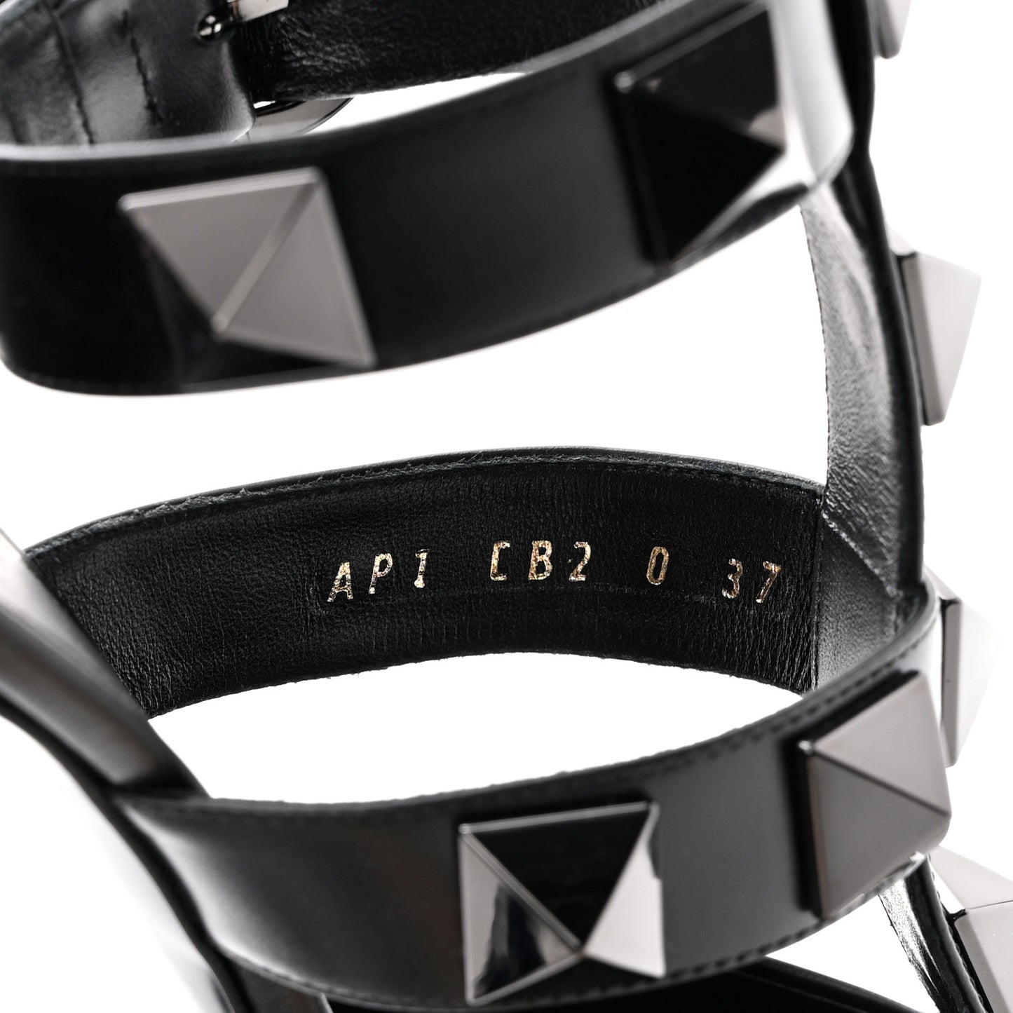 Calfskin Monochrome Roman Stud Ankle Strap 80mm Pumps 37 Black