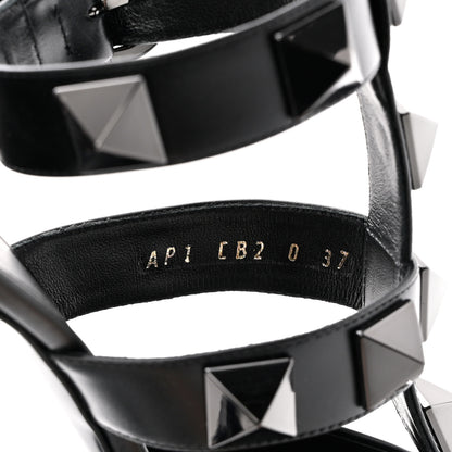 Valentino Garavani Calfskin Monochrome Roman Stud Ankle Strap 80mm Pumps 37 Black 8 of 10