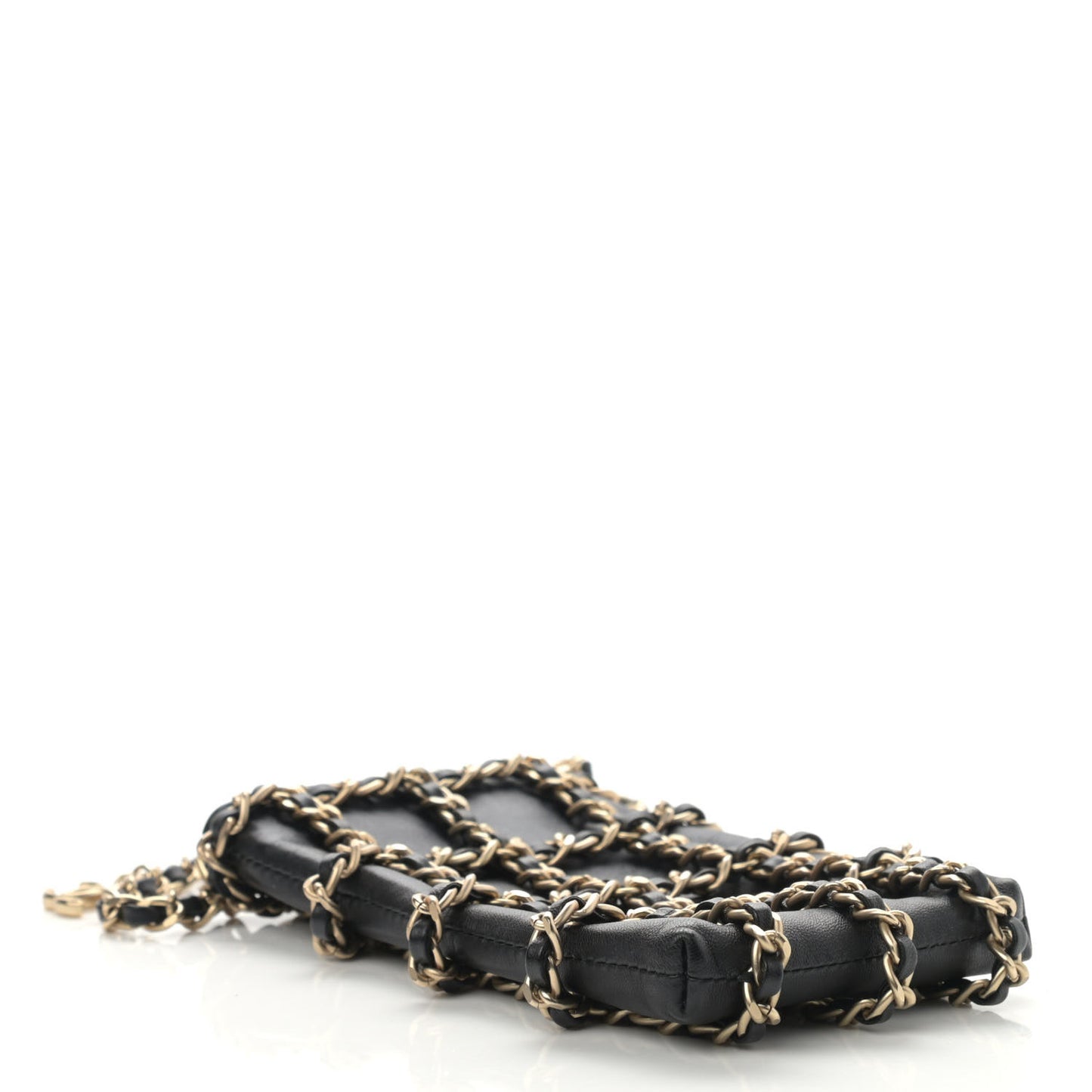 Lambskin Tech Me Out Clutch With Chain Black