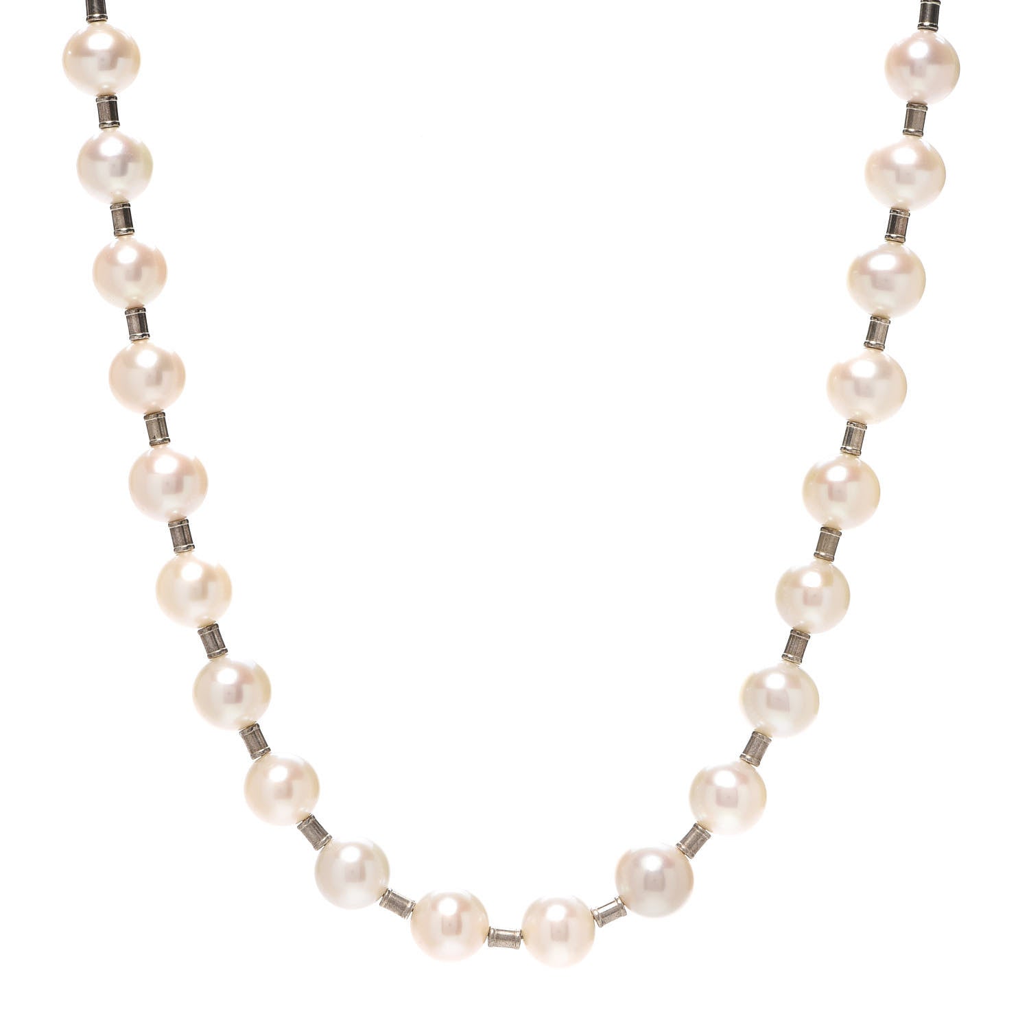 Tiffany Sterling Silver Pearl 9-10mm Hardwear Necklace 1 of 5