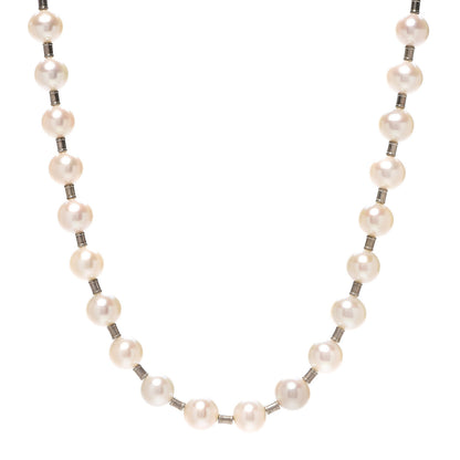 Tiffany Sterling Silver Pearl 9-10mm Hardwear Necklace 1 of 5