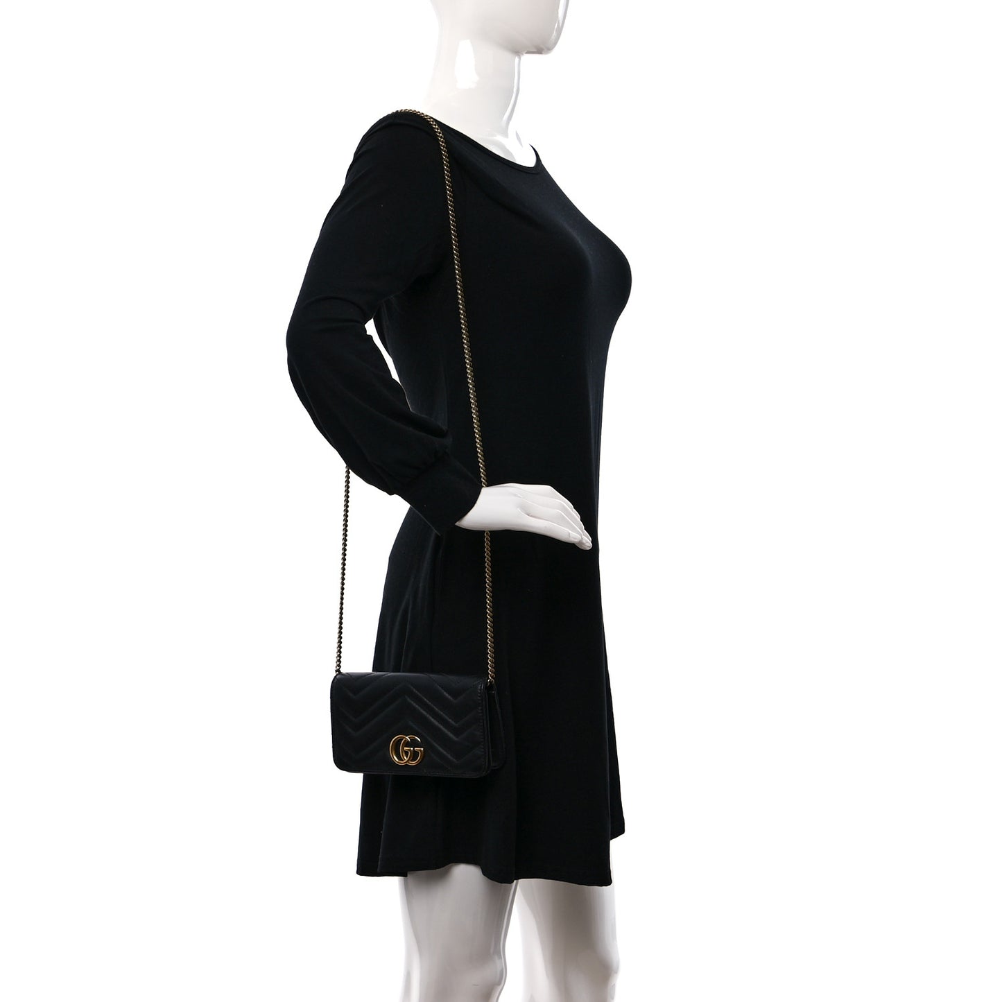 Calfskin Matelasse GG Marmont Mini Bag Black