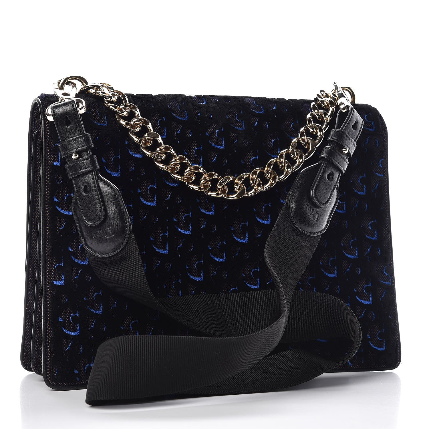 Christian Dior Velvet Monogram Diorama Satchel Plum Blue 3 of 16