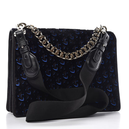 Christian Dior Velvet Monogram Diorama Satchel Plum Blue 3 of 16