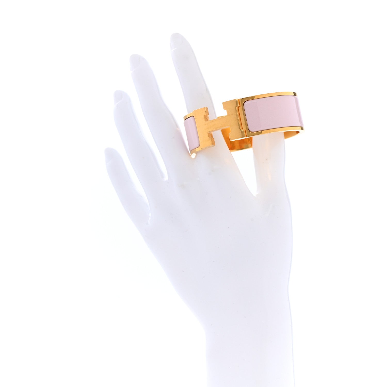 Hermes Enamel Wide Clic Clac H Bracelet Rose Dragee 2 of 6
