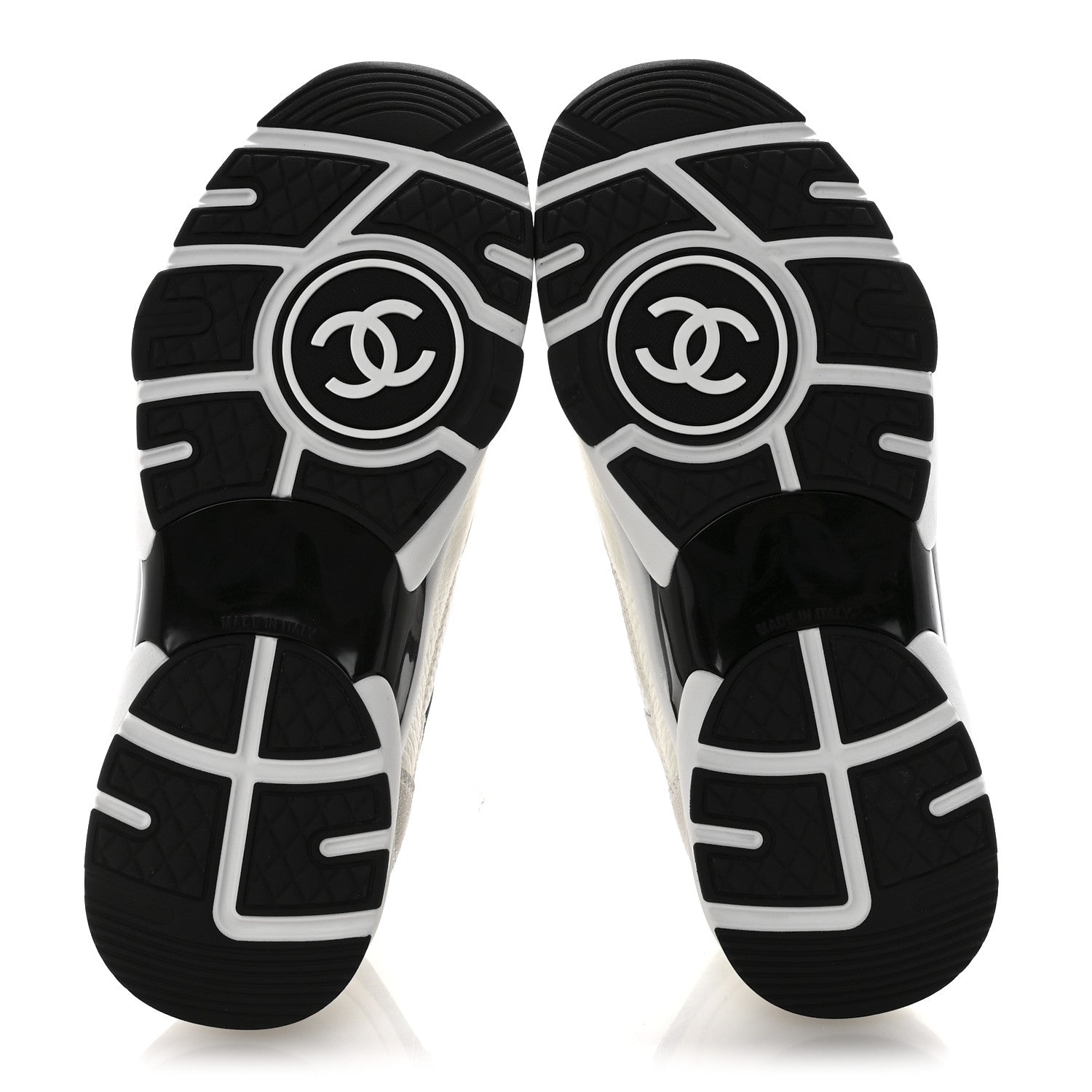 Chanel Mesh Suede Grained Calfskin Womens CC Sneakers 36 White Black 6 of 10