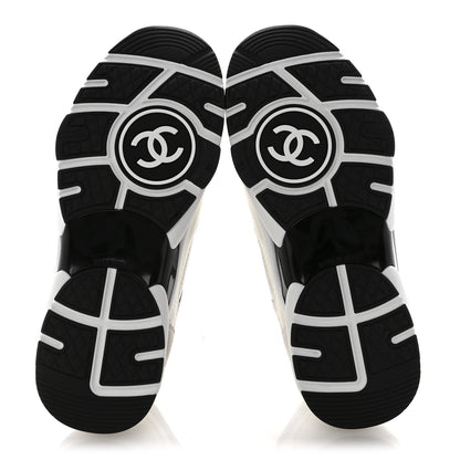 Chanel Mesh Suede Grained Calfskin Womens CC Sneakers 36 White Black 6 of 10