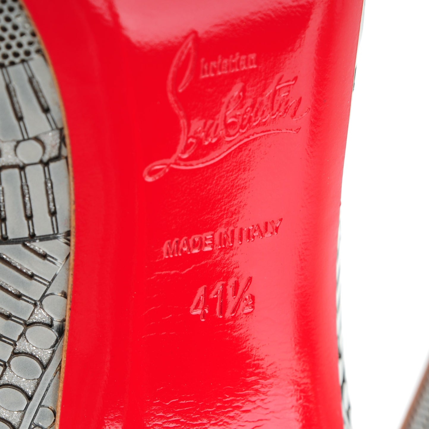 Metallic Specchio Suede Laser Cut Kristali 120 Pumps 41.5 Silver