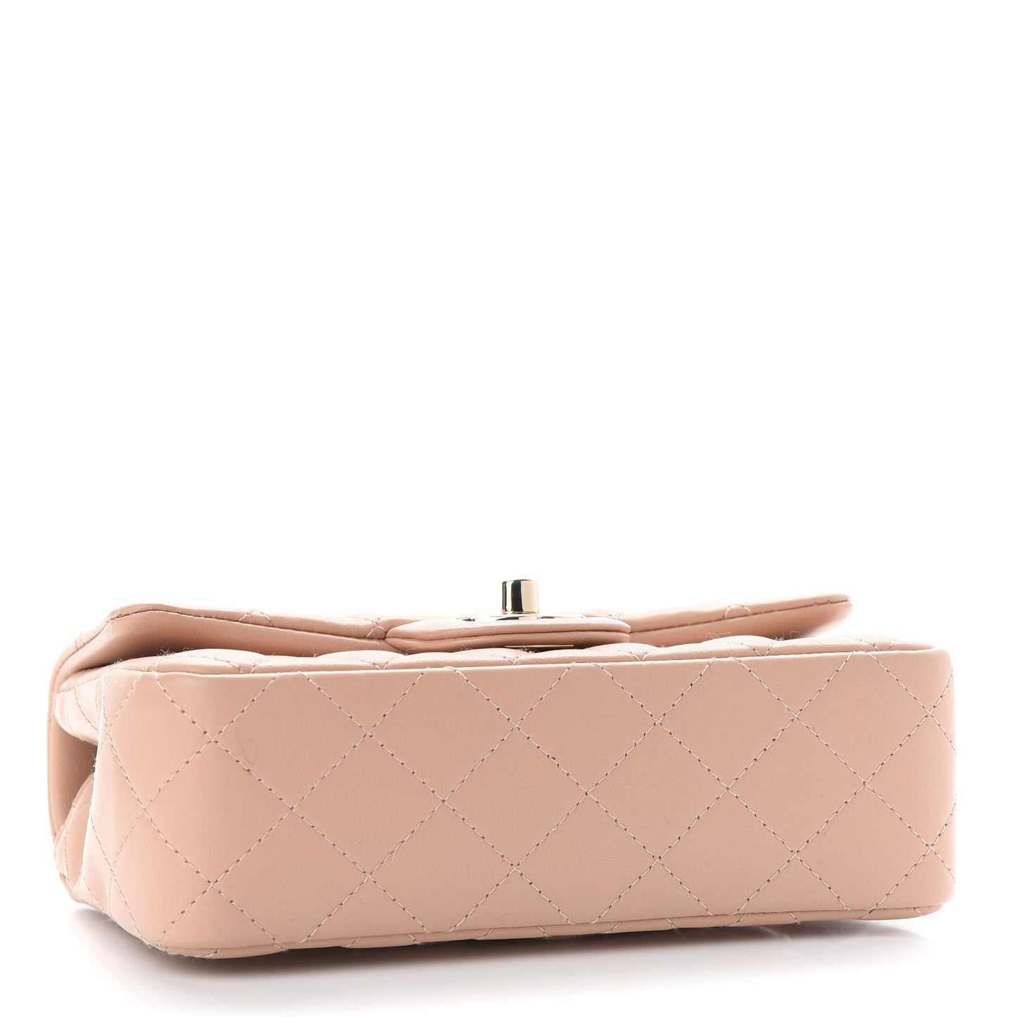 Lambskin Quilted Mini Rectangular Flap Beige