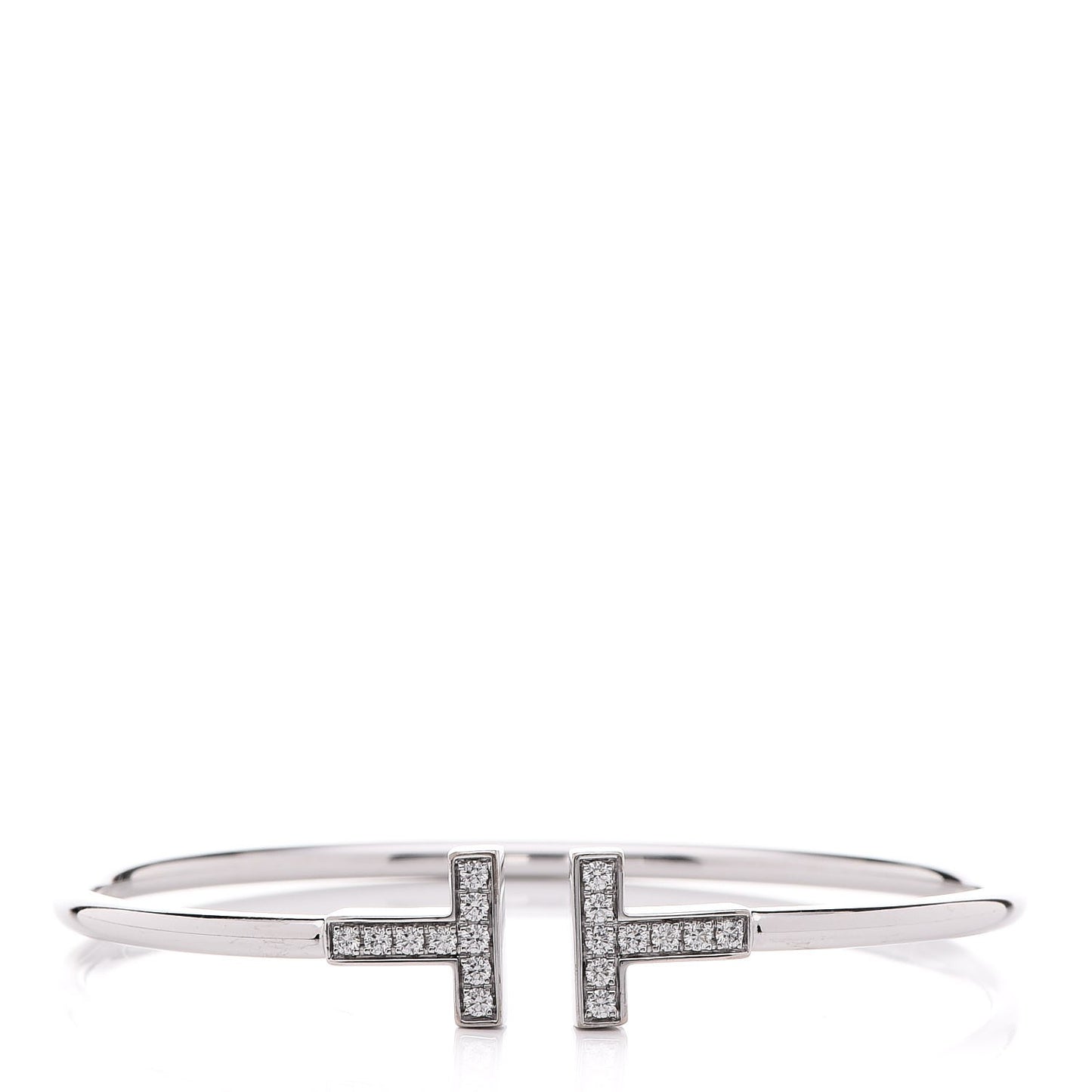 18K White Gold Diamond T Wire Bracelet
