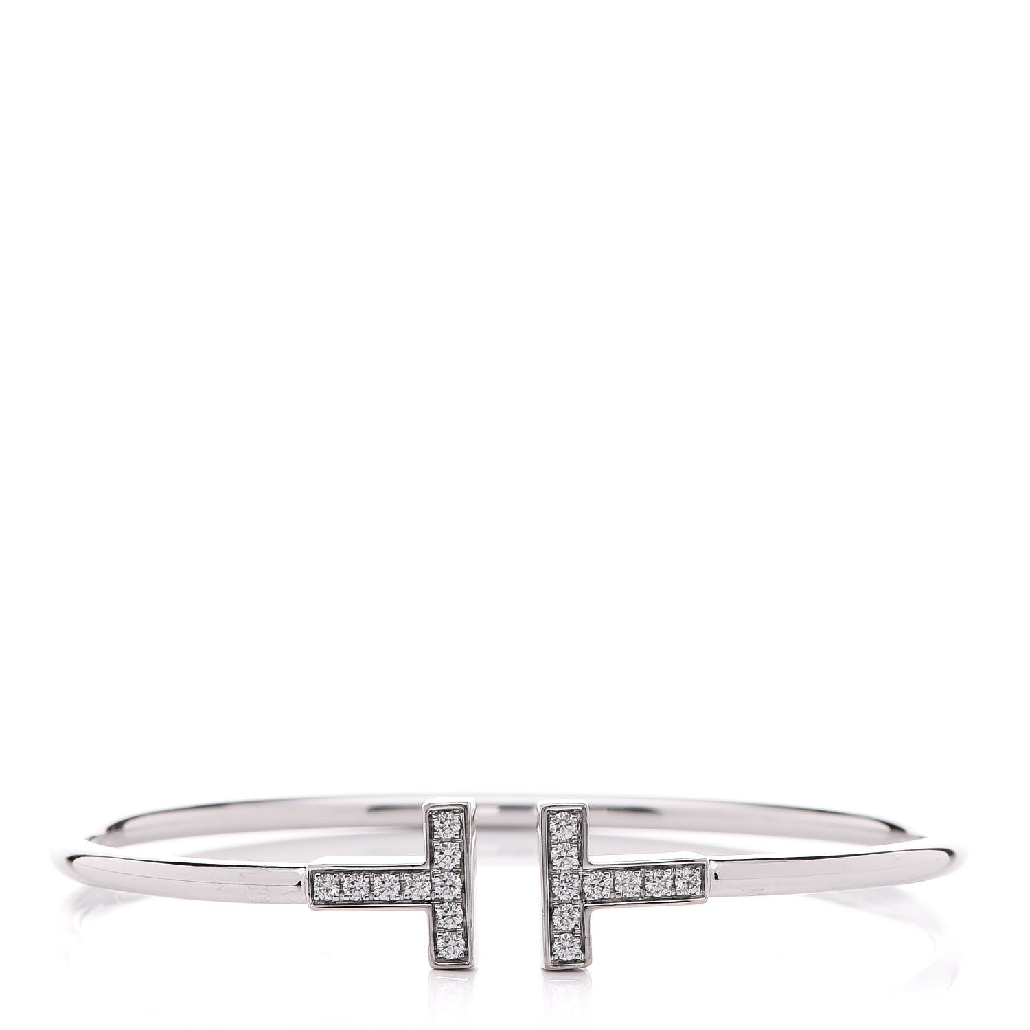 Tiffany 18K White Gold Diamond T Wire Bracelet 1 of 5