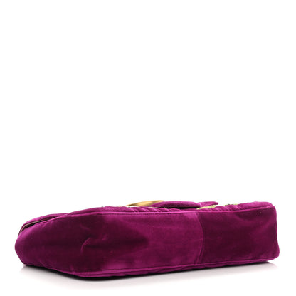 Gucci Velvet Matelasse Loved Embroidered Medium GG Marmont Shoulder Bag Fuchsia Violet Cyclamen 4 of 12