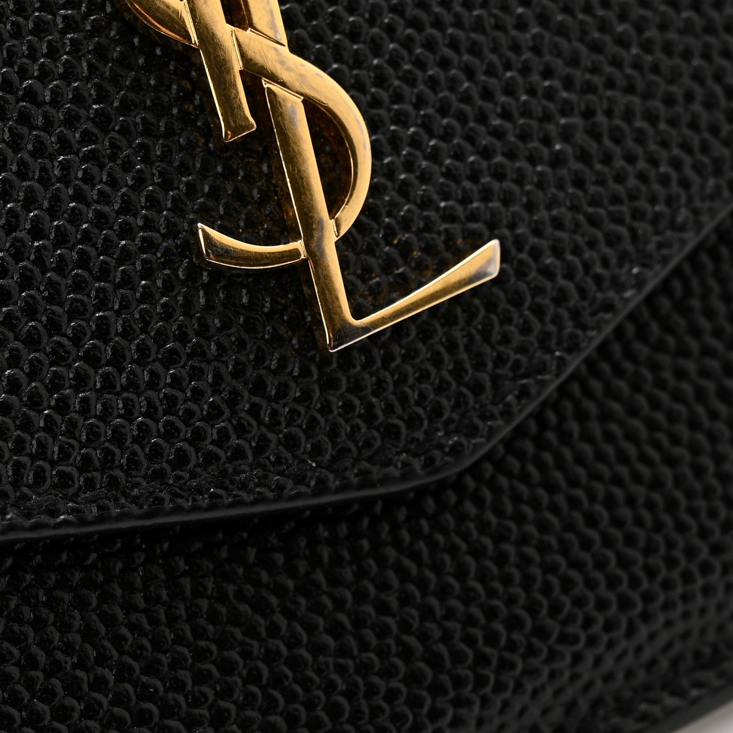 Saint Laurent Grain De Poudre Uptown Monogram Card Case Black 9 of 10