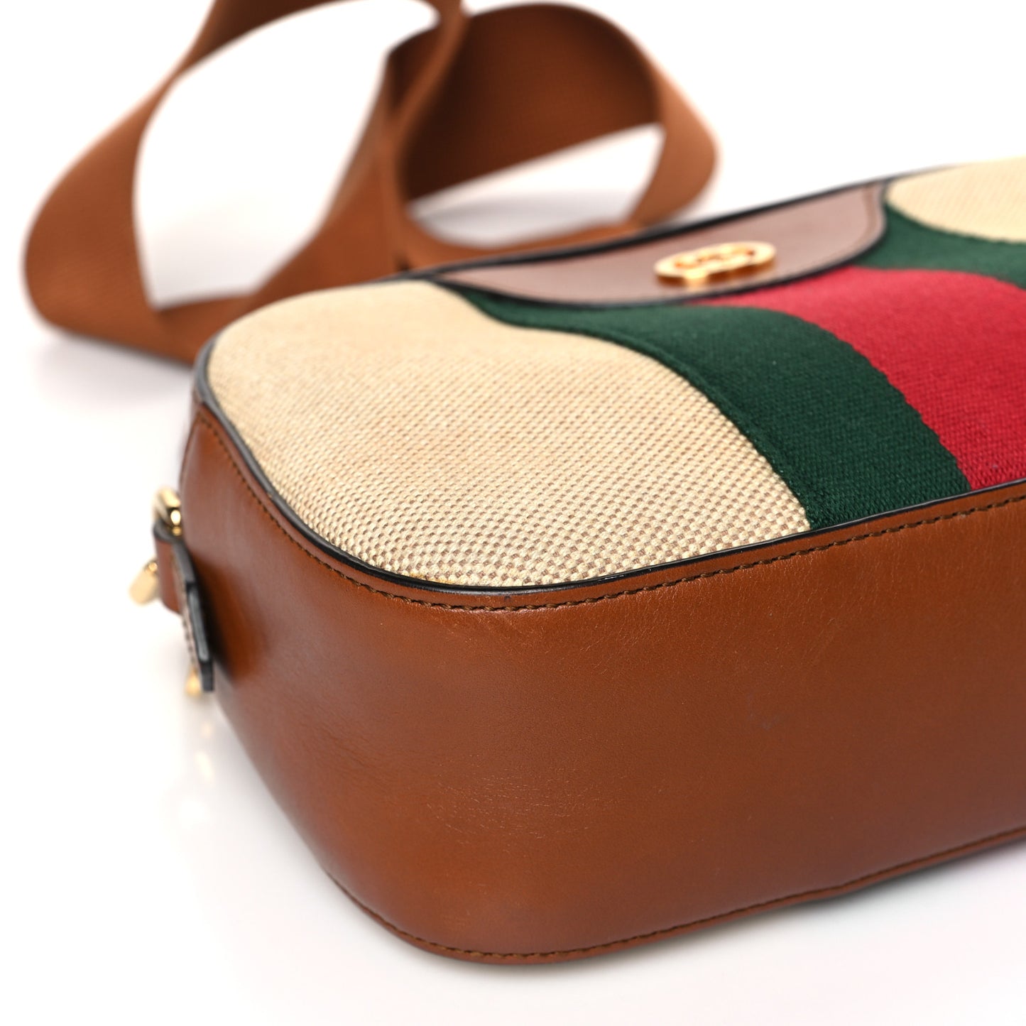 Vintage Canvas Web Shoulder Bag Sand Cuir