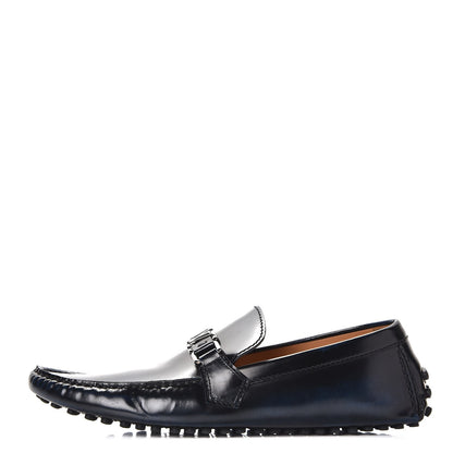 Louis Vuitton Mens Glazed Calfskin Hockenheim Moccasin Loafers 9 Black 1 of 10