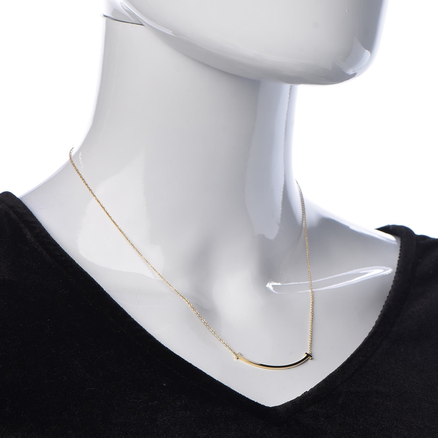 Tiffany 18K Yellow Gold Small T Smile Pendant Necklace 2 of 7