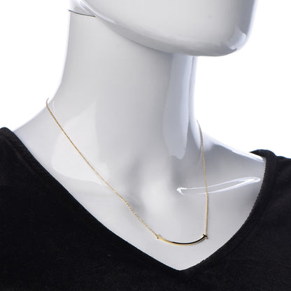 Tiffany 18K Yellow Gold Small T Smile Pendant Necklace 2 of 7