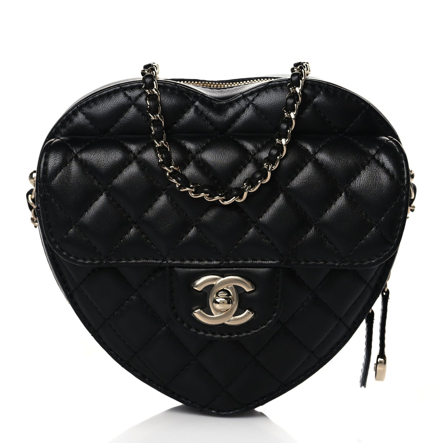 Lambskin Quilted CC In Love Heart Bag Black