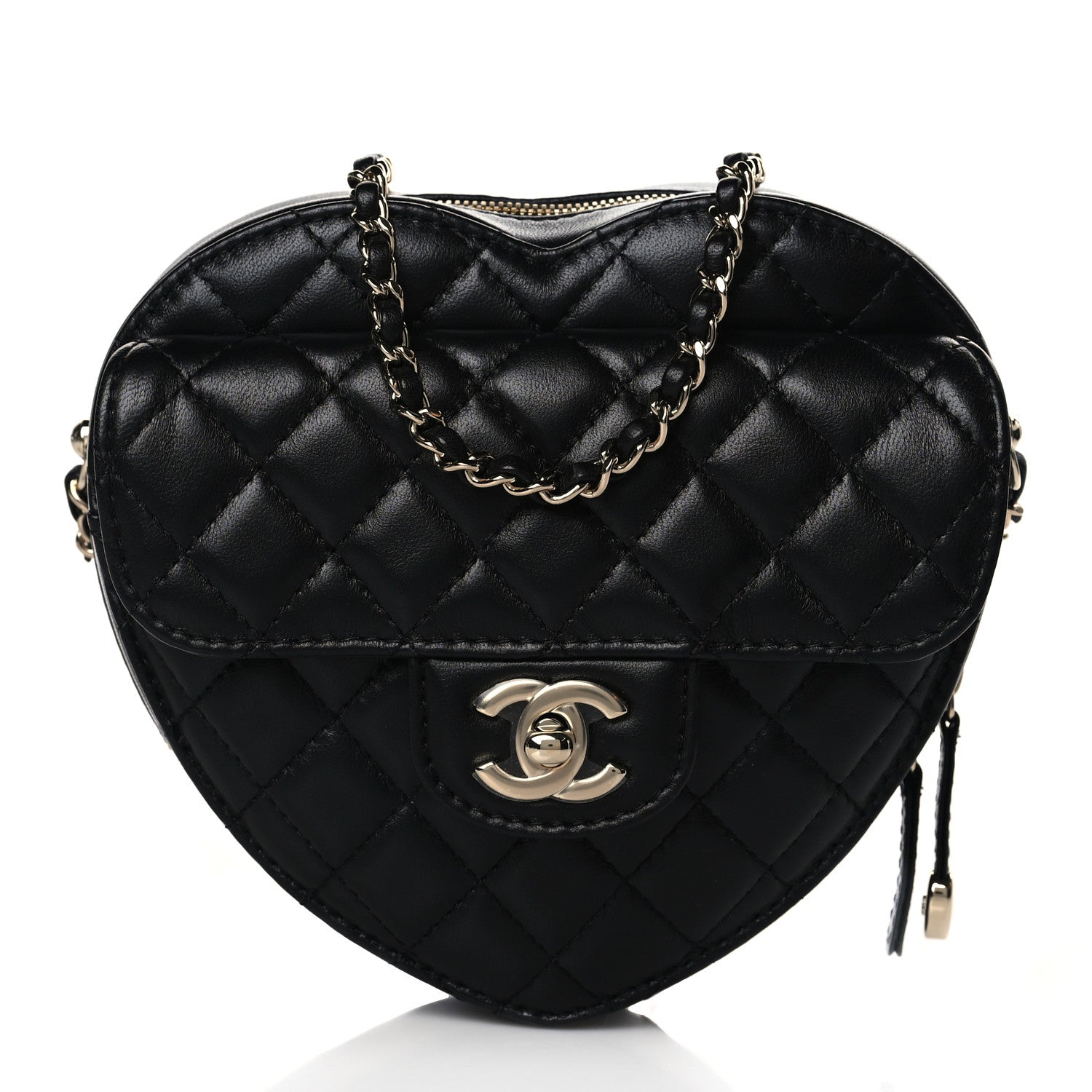 Chanel Lambskin Quilted CC In Love Heart Bag Black 1 of 9