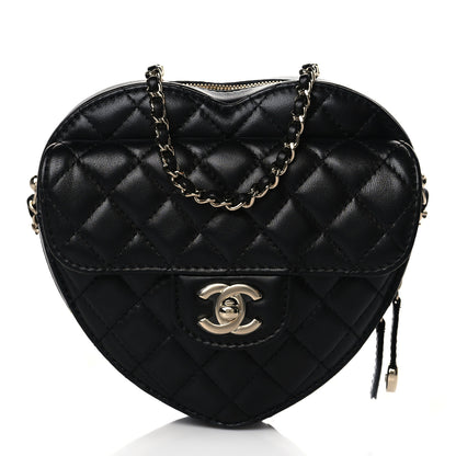 Chanel Lambskin Quilted CC In Love Heart Bag Black 1 of 9