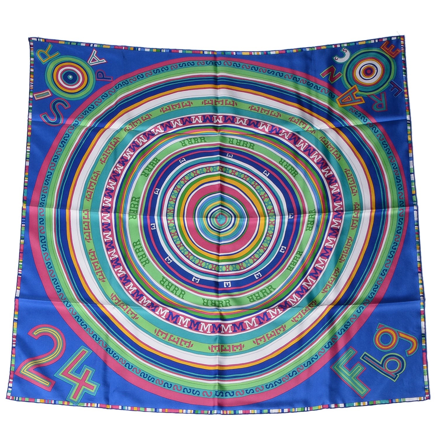 Hermes Silk Tohu Bohu Scarf 90 Bleu Dur Vert Veronese Rose 2 of 7