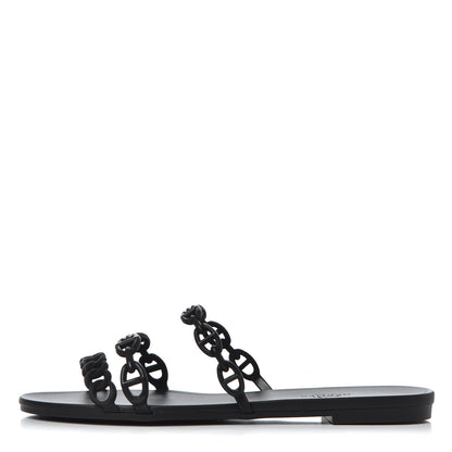 Hermes Rubber Chaine d'Ancre Rivage Sandals 38 Black 1 of 9