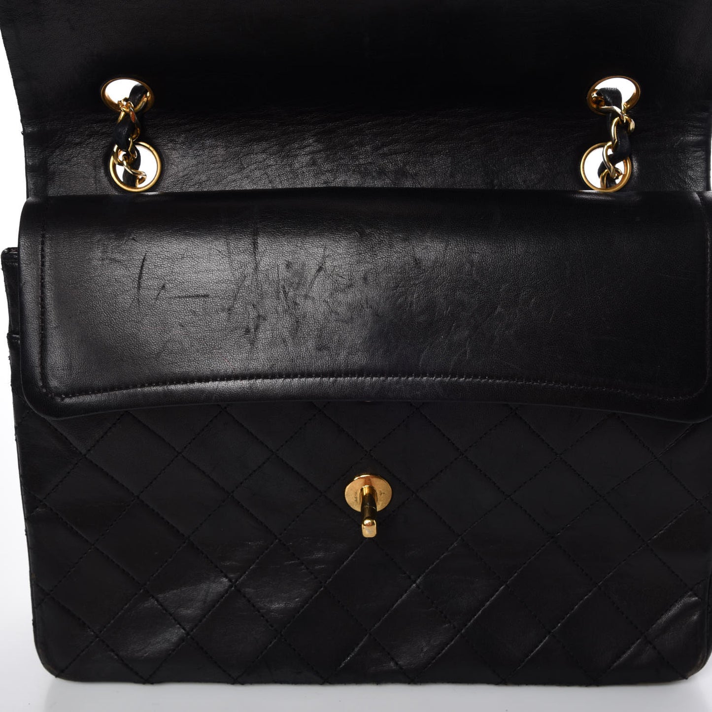 Lambskin Quilted Medium Double Flap Black