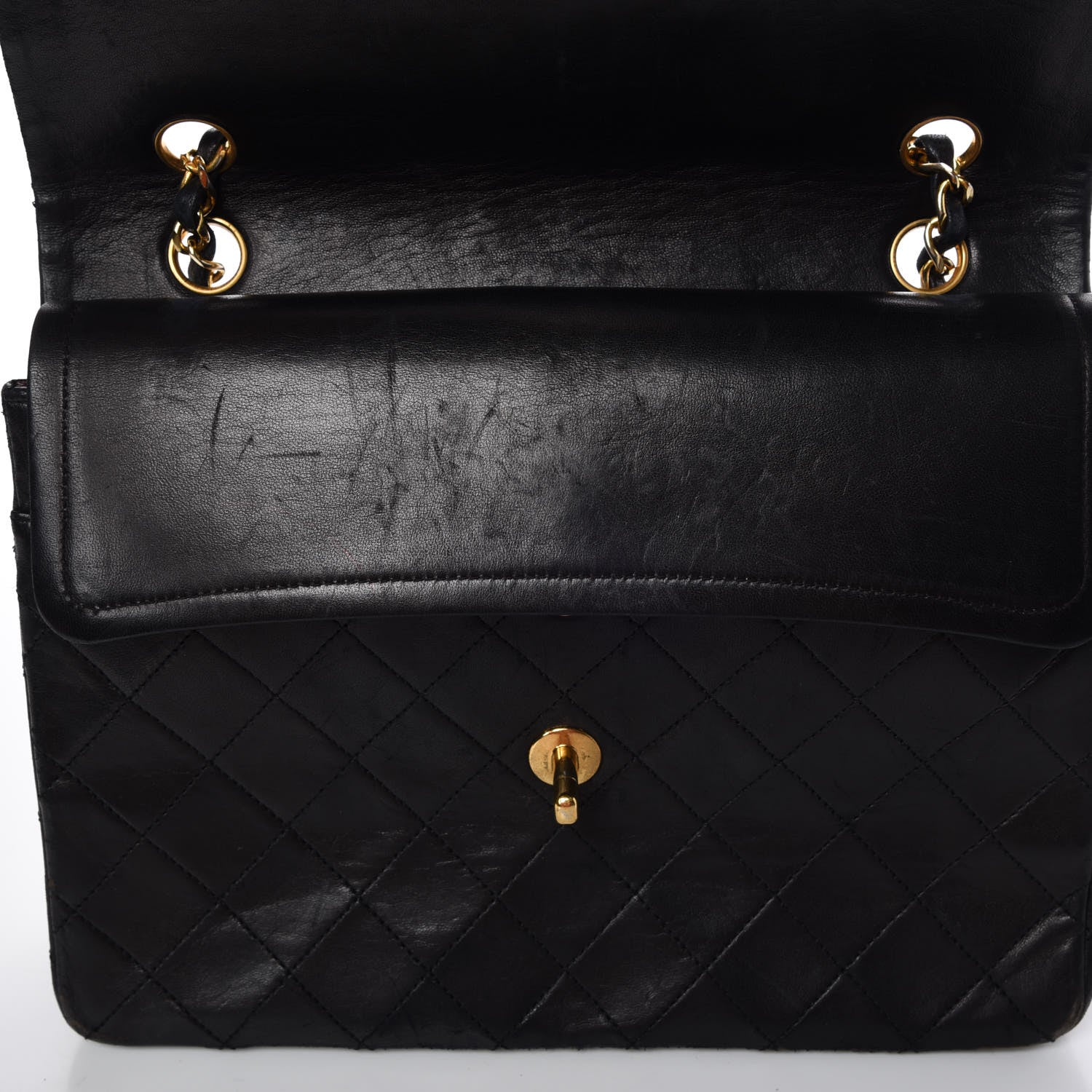 Chanel Lambskin Quilted Medium Double Flap Black 12 of 32