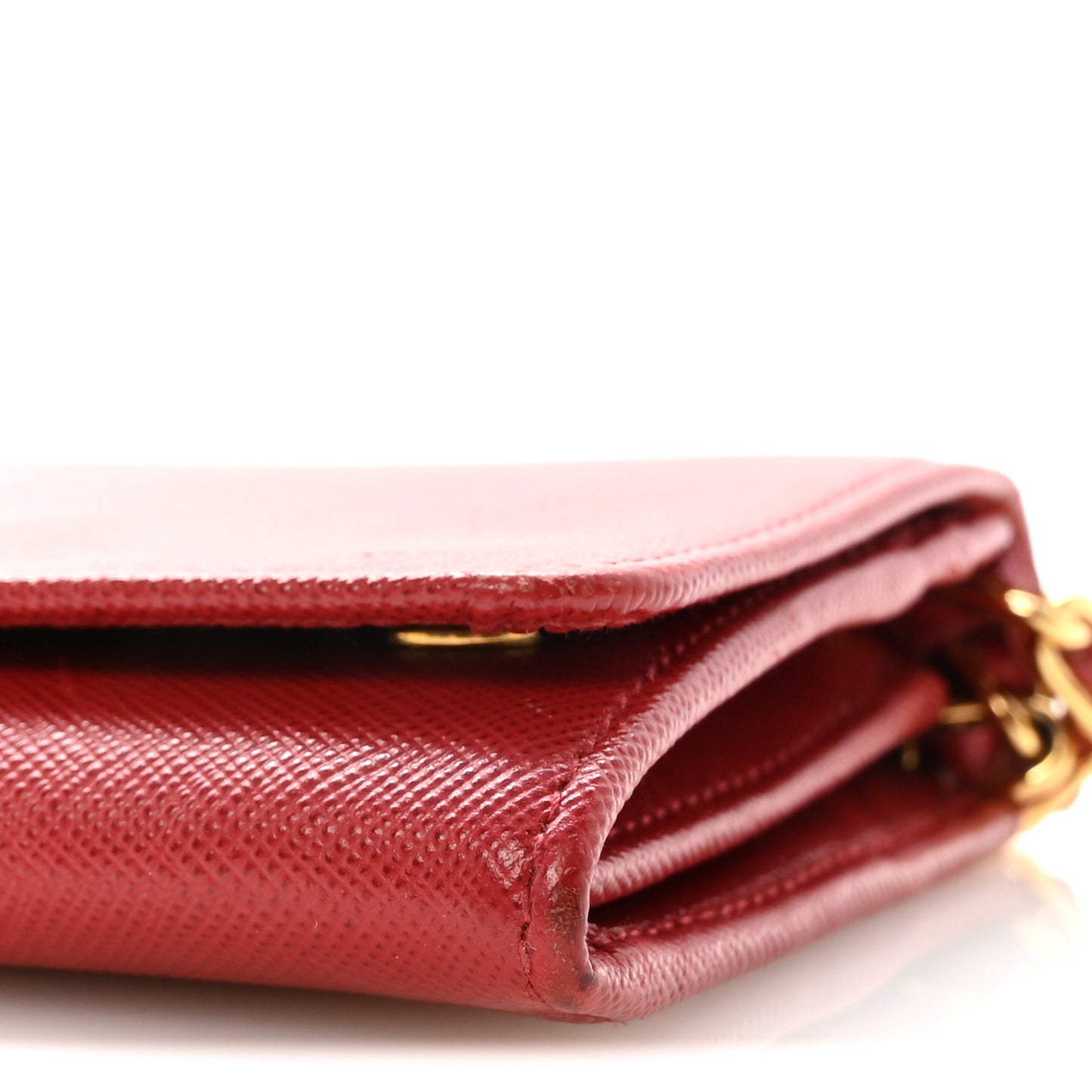 Saffiano Metal Oro Chain Wallet Fuoco