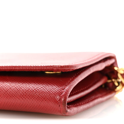 Prada Saffiano Metal Oro Chain Wallet Fuoco 9 of 9