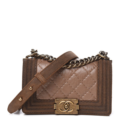 Chanel Aged Calfskin Nubuck Quilted Small Boy Flap Light Brown 1 of 14