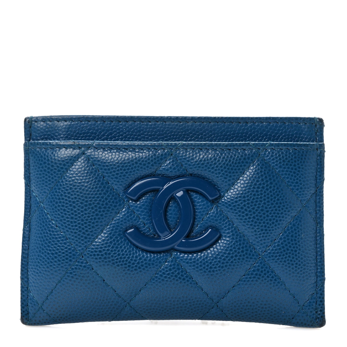 Caviar Quilted My Everything Card Holder Blue