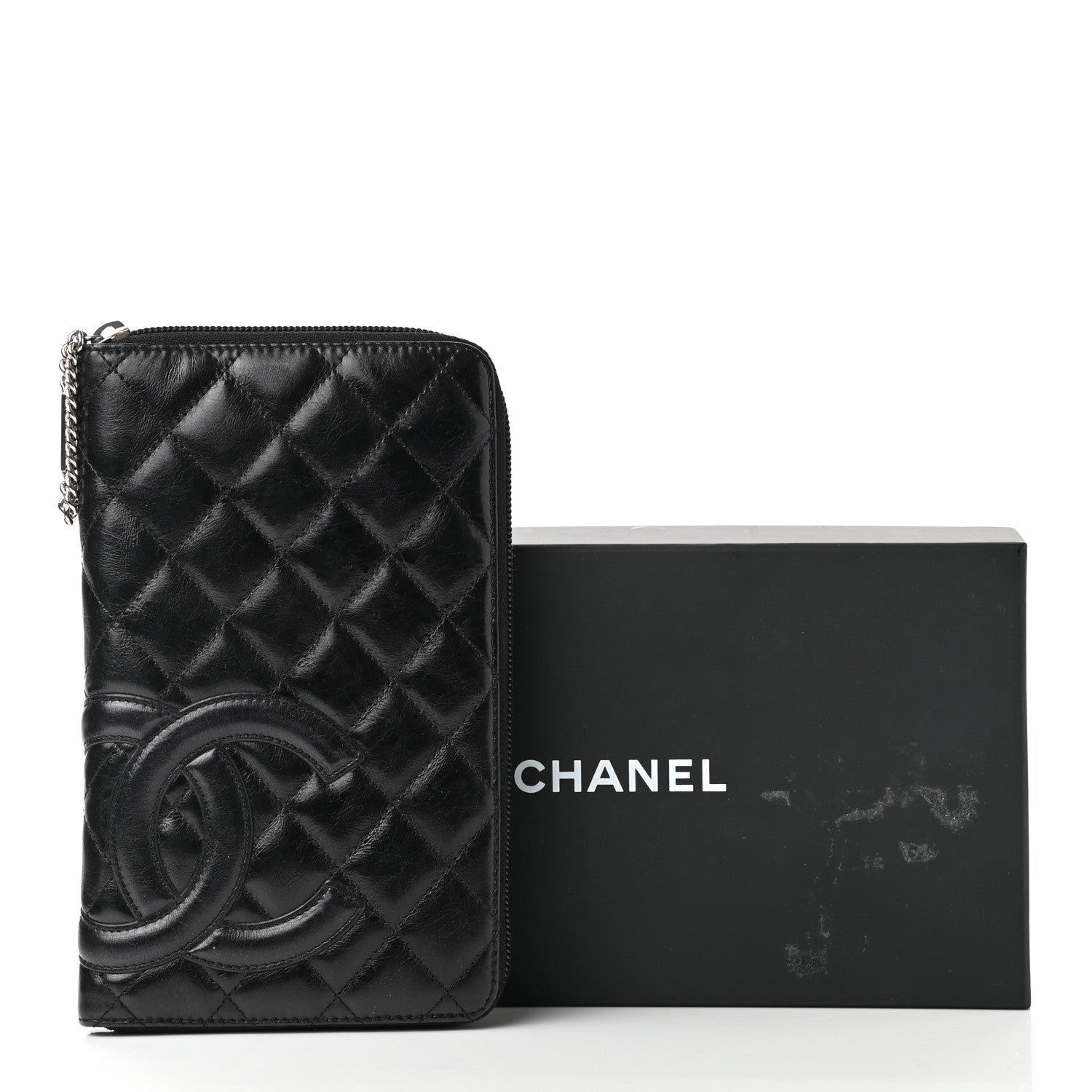 Chanel Calfskin Quilted Cambon Zip Around Organizer Wallet Black 8 of 8