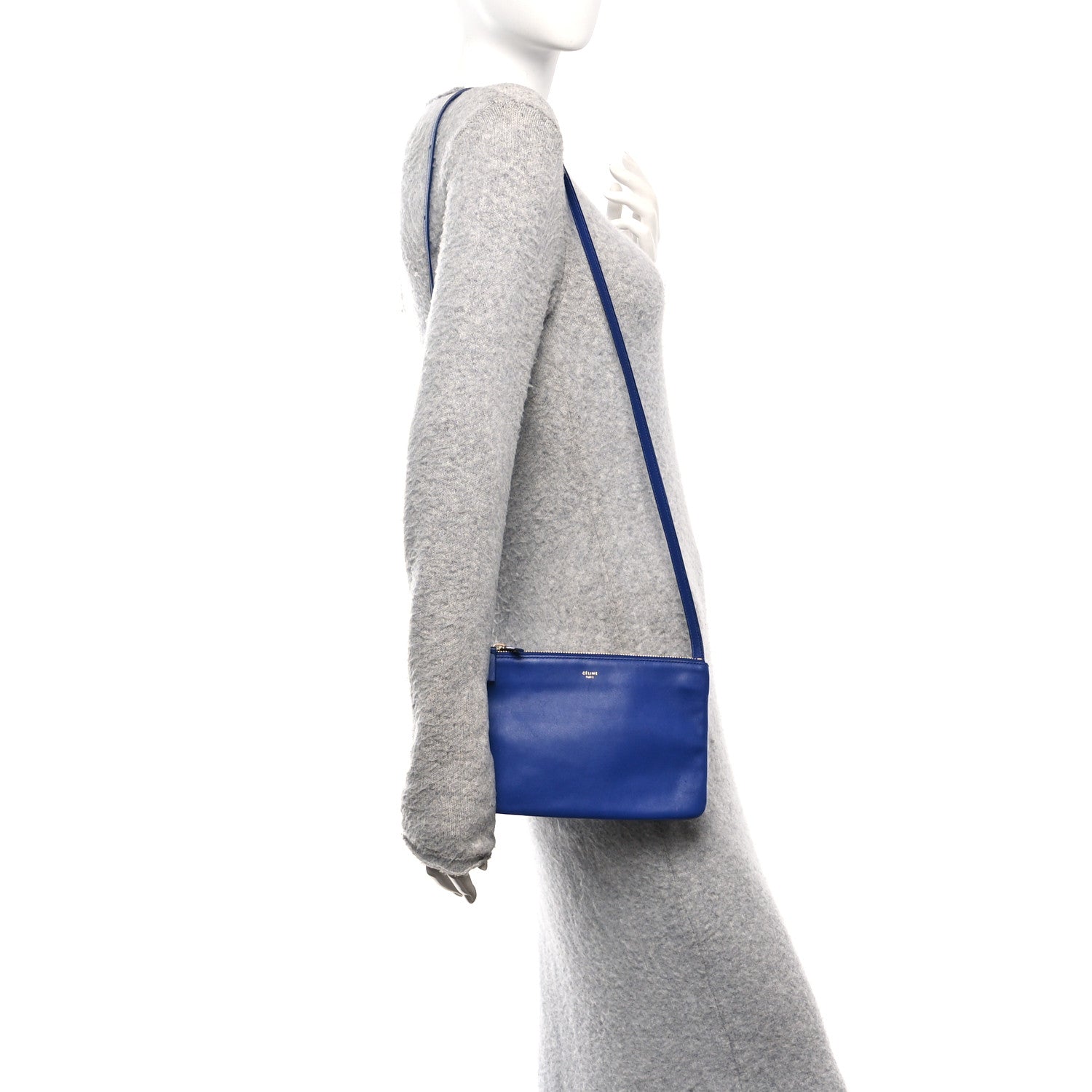 Celine Lambskin Small Trio Crossbody Bag Indigo 2 of 12