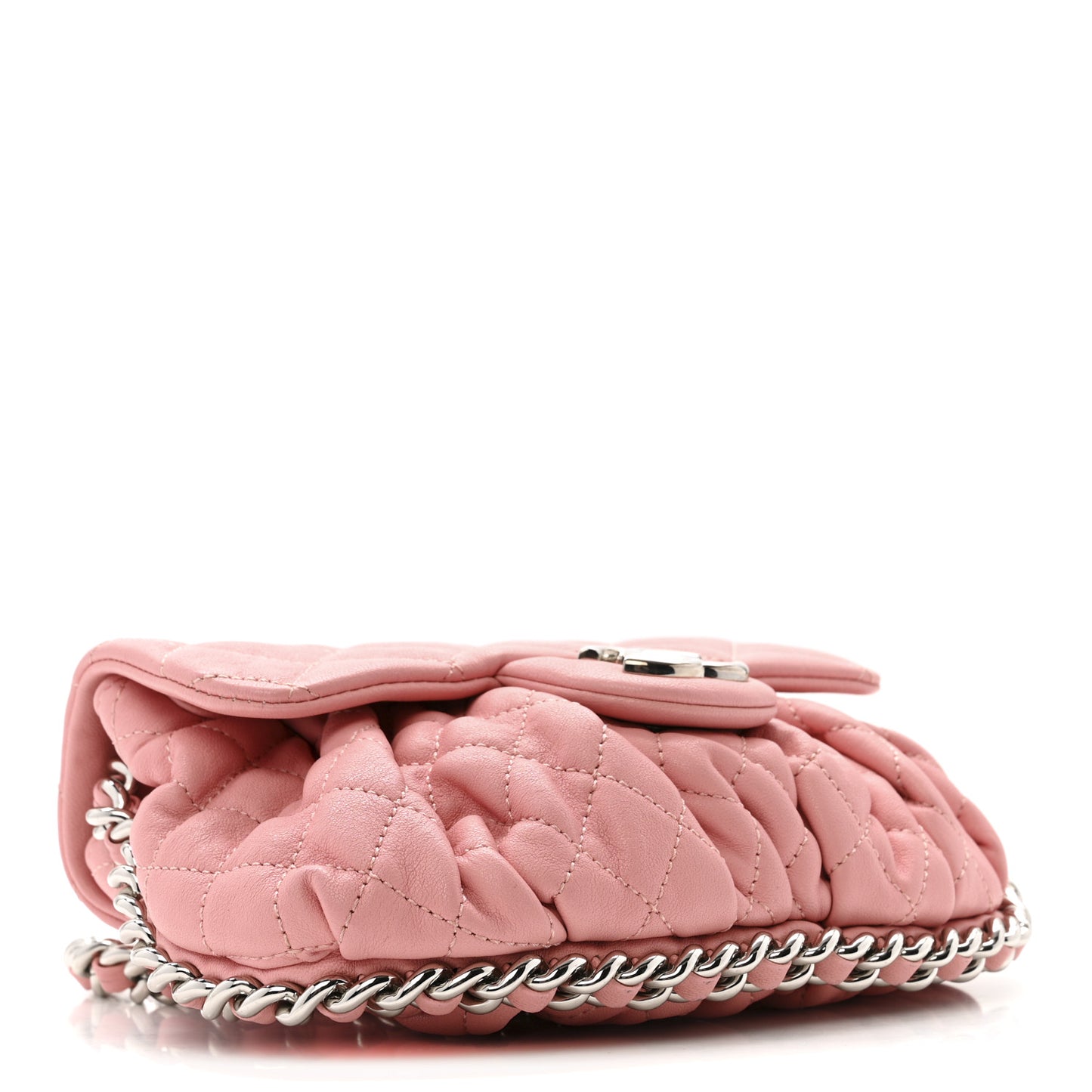 Washed Lambskin Quilted Mini Chain Around Messenger Pink