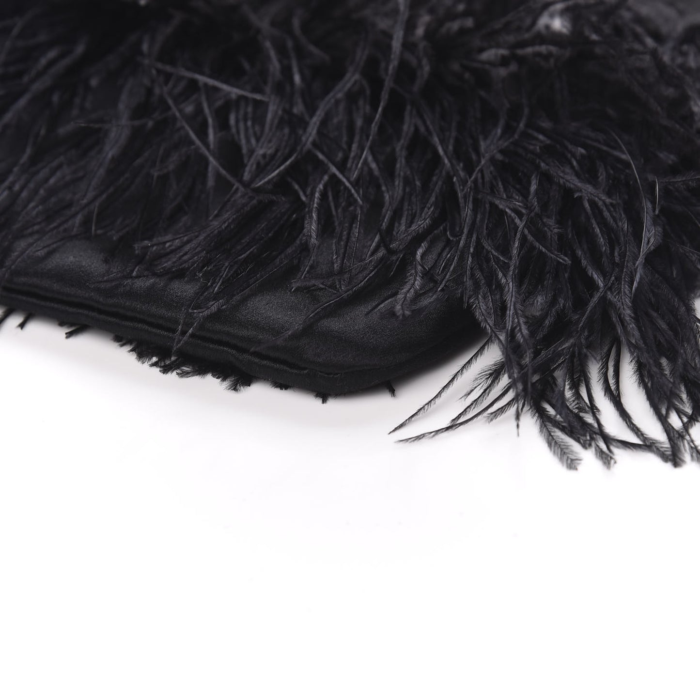 Piume Feather Satin Chain Tote Black