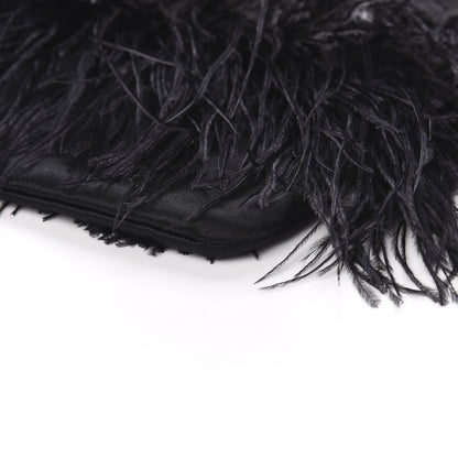 Prada Piume Feather Satin Chain Tote Black 8 of 9