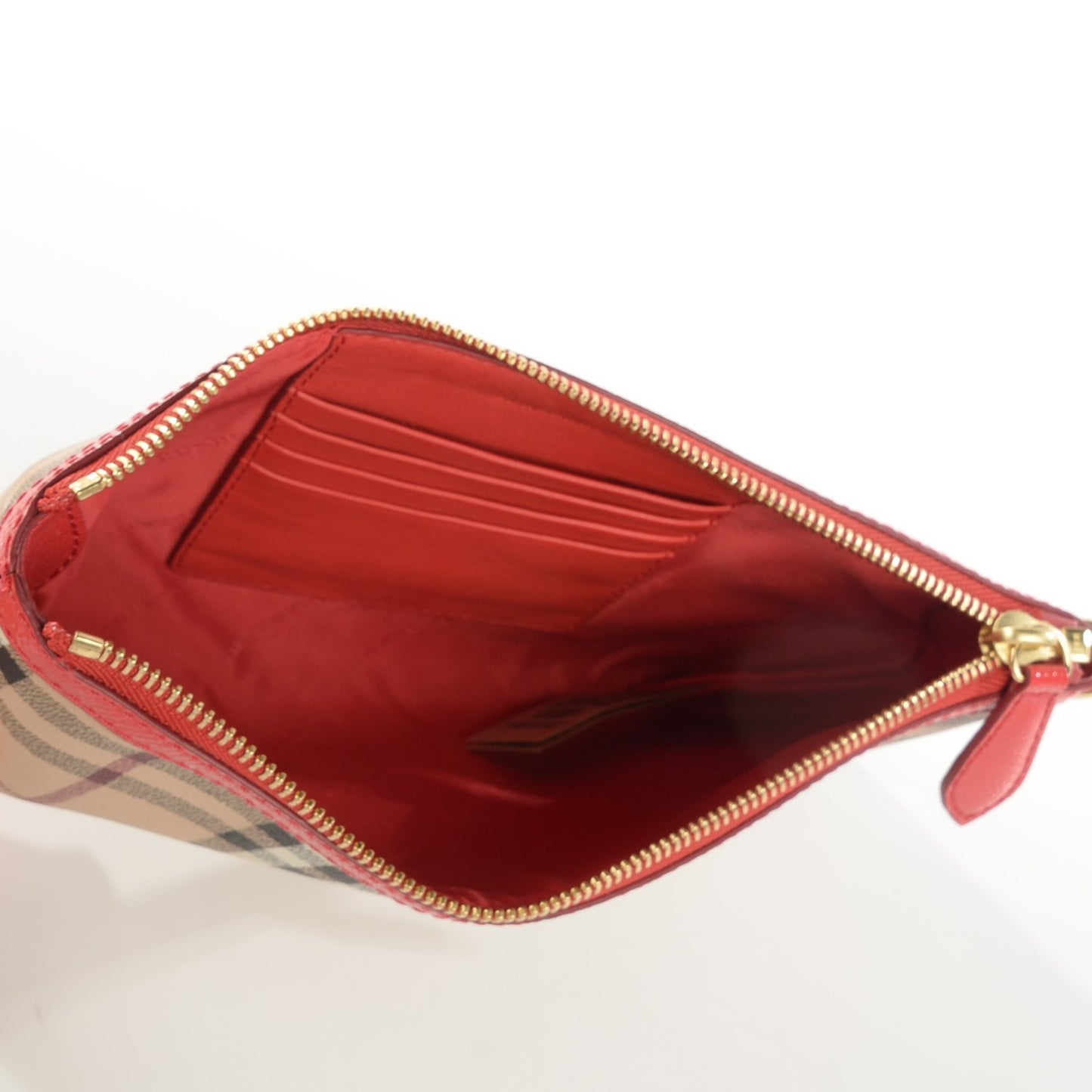 Haymarket Check Small Peyton Crossbody Clutch Bag Coral Red