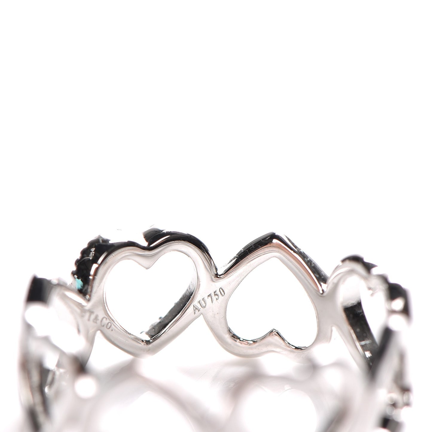 18K White Gold Diamond Hearts Eternity Band Ring 6.25