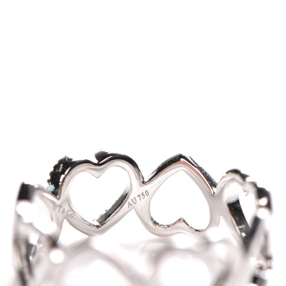Tiffany 18K White Gold Diamond Hearts Eternity Band Ring 6.25 4 of 6