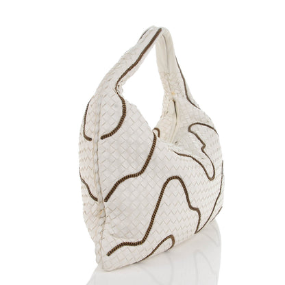 Bottega Veneta Nappa Intrecciato Medium Veneta Chain Hobo White 3 of 8