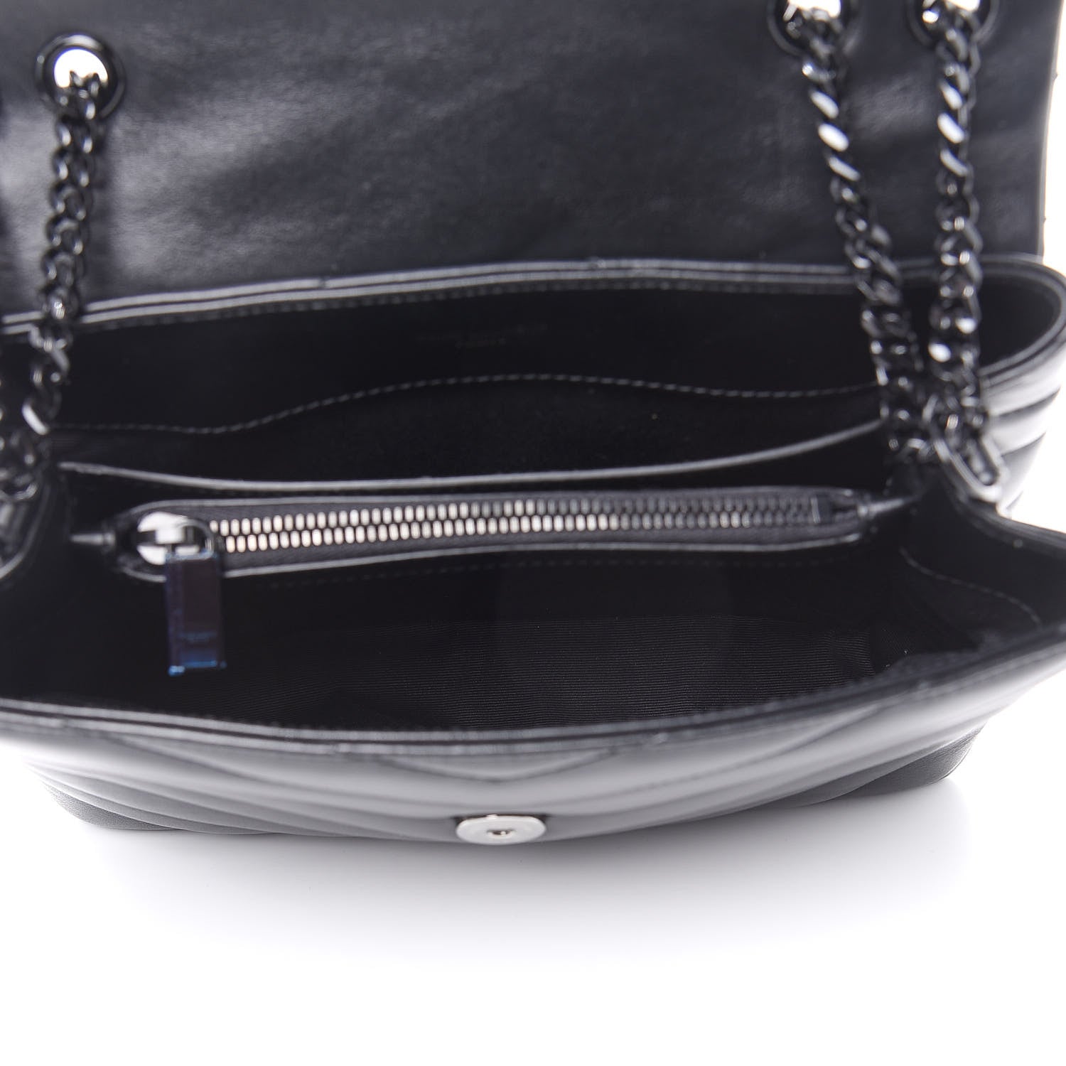 Saint Laurent Calfskin Y Quilted Monogram Small Loulou Chain Satchel Black 5 of 10