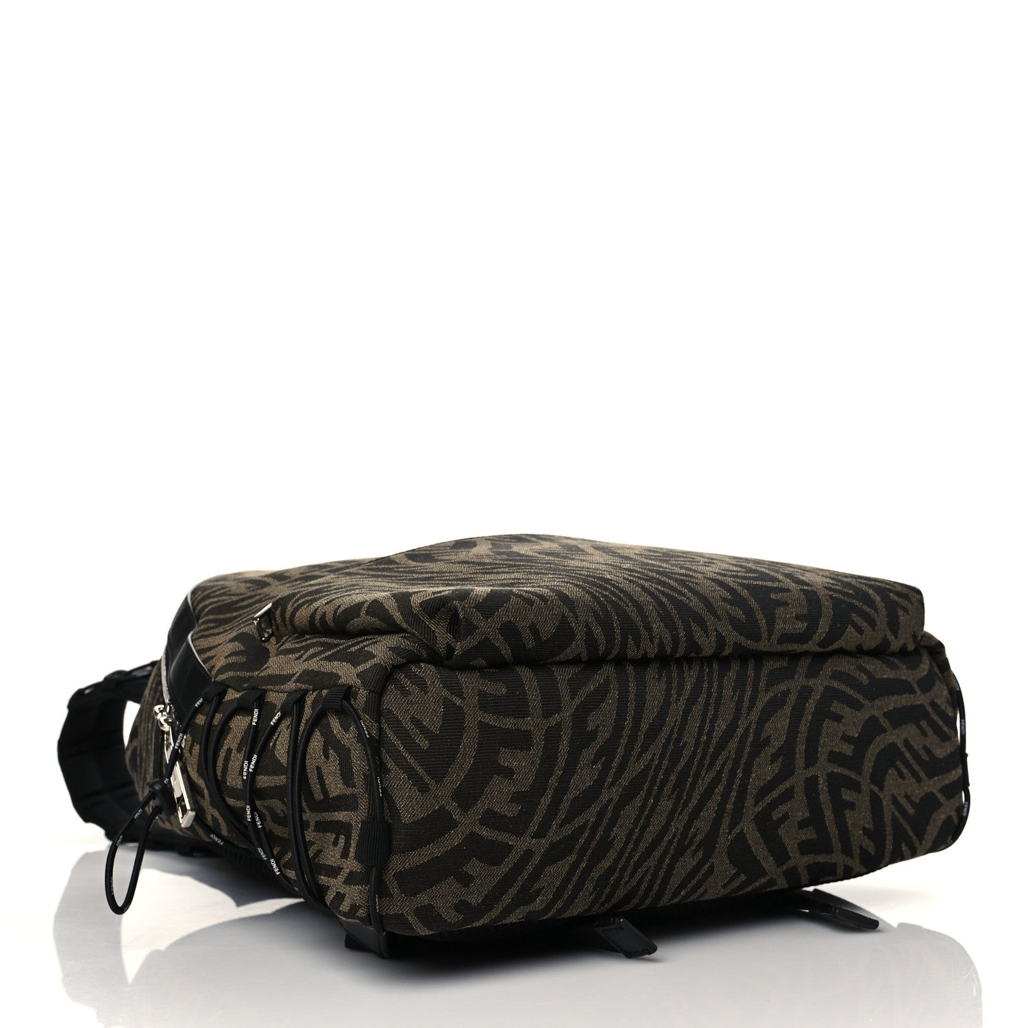 Fendi X SARAH COLEMAN Fabric Jacquard Vitello Grace Light Woven Lanyard FF Vertigo Pouch Pocket Backpack Tobacco Moro Black 4 of 10