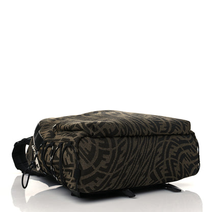 Fendi X SARAH COLEMAN Fabric Jacquard Vitello Grace Light Woven Lanyard FF Vertigo Pouch Pocket Backpack Tobacco Moro Black 4 of 10