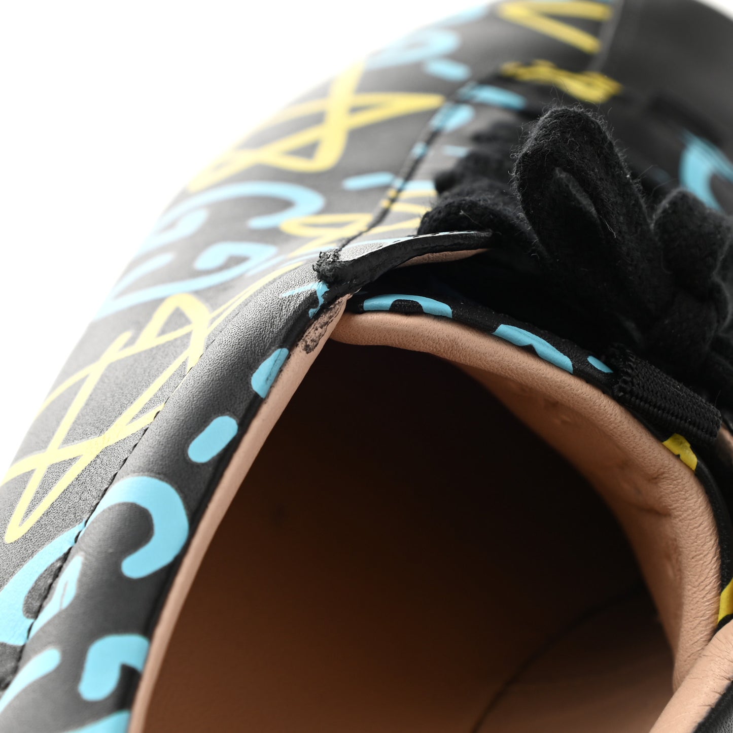 Calfskin GucciGhost Print Womens Low Top Sneakers 39.5 Black New Acquamarine