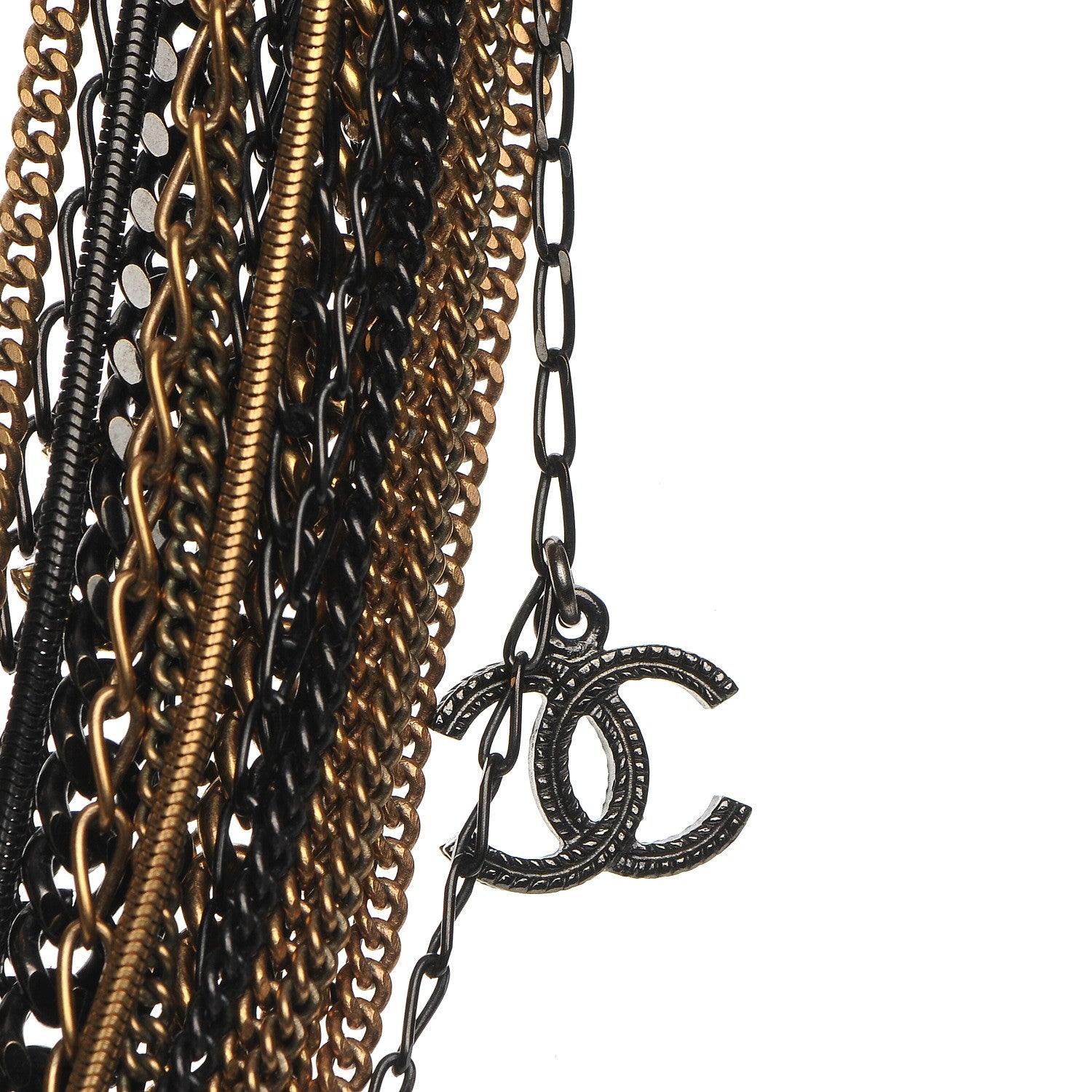 Chanel Ruthenium CC Multi Strand Chain Necklace Gold 4 of 6