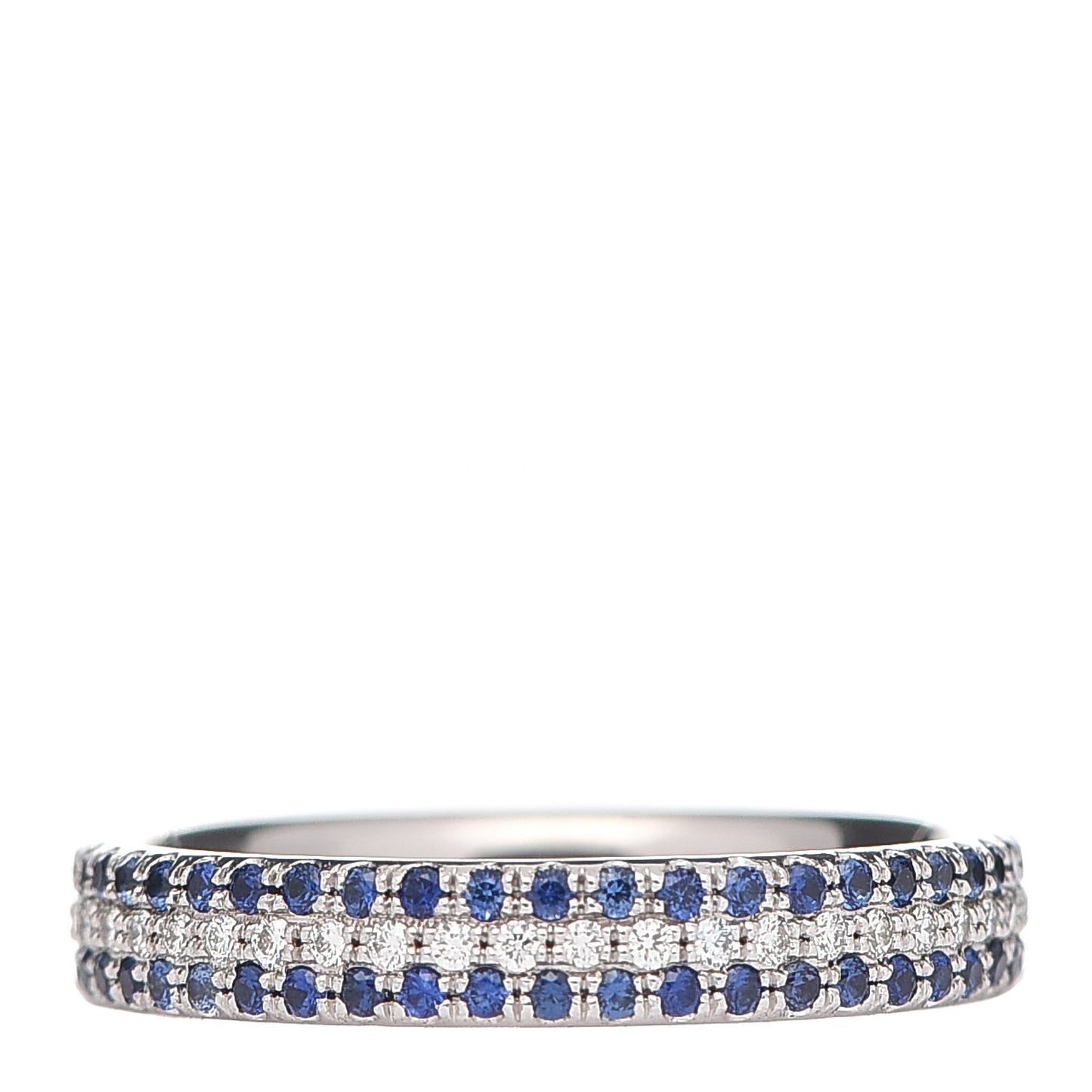 18K White Gold Diamond Blue Sapphire Embrace Ring 49 4.75
