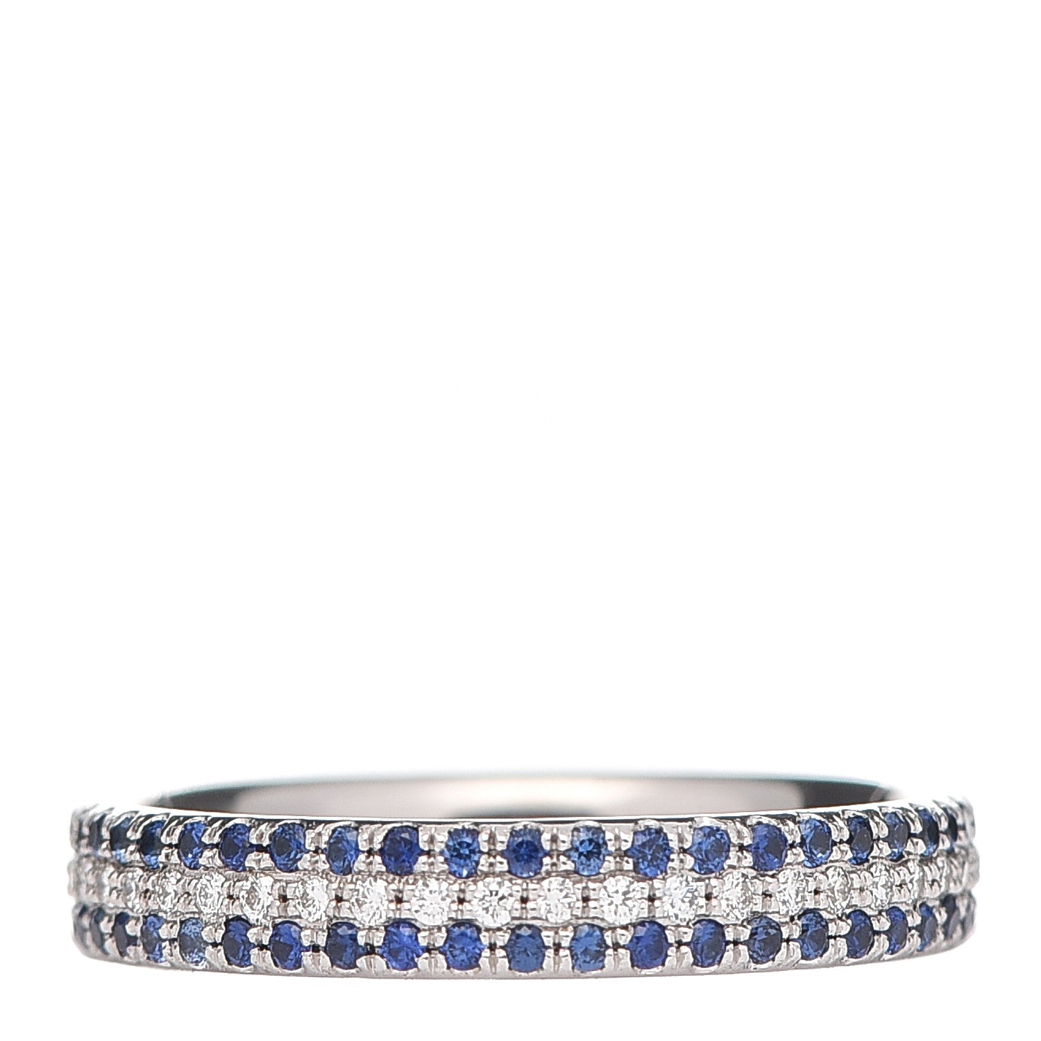 Tiffany 18K White Gold Diamond Blue Sapphire Embrace Ring 49 4.75 1 of 4