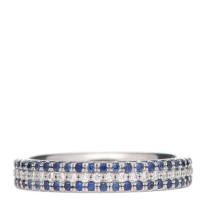 Tiffany 18K White Gold Diamond Blue Sapphire Embrace Ring 49 4.75 1 of 4