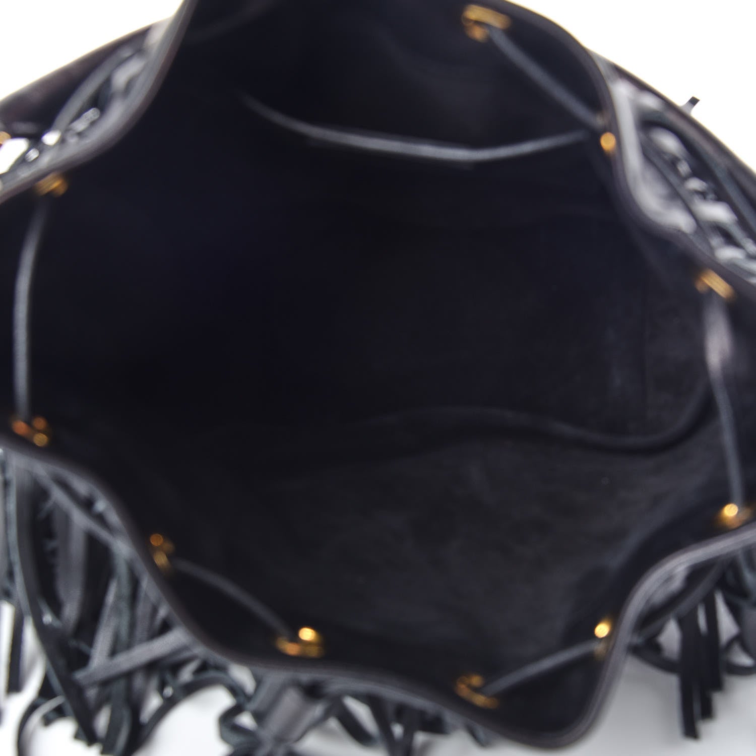 Saint Laurent Calfskin Small Emmanuelle Fringe Bucket Bag Black 5 of 10